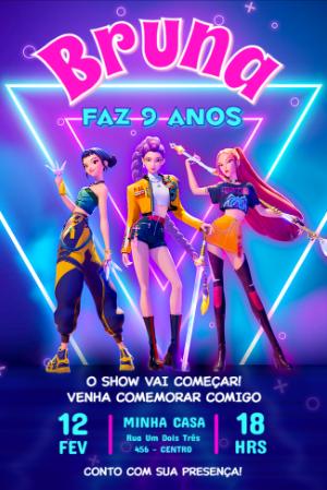 Convite de Aniversário Guerreiras do Kpop Editável
