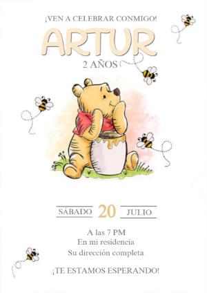 Invitación de Cumpleaños de Winnie the Pooh para Editar Online