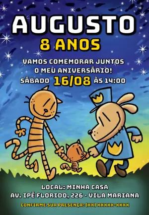 Convite de Aniversário Dog Man Homem-Cão para Editar Online