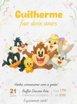 Convite de Aniversário Baby Looney Tunes Editável