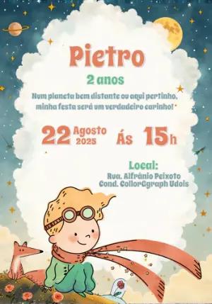 Convite Aniversário Pequeno Príncipe para Editar Online