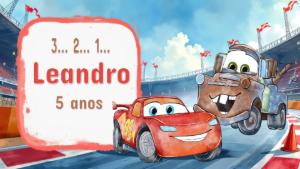 Adesivo Digital Carros Disney de Aniversário para Editar