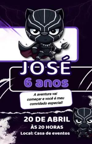 Convite de Aniversário Pantera Negra para Editar Online