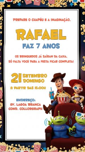Convite de Aniversário Toy Story com Personagens para Editar