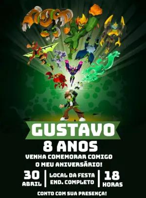 Convite de Aniversário Ben 10 Verde para Editar