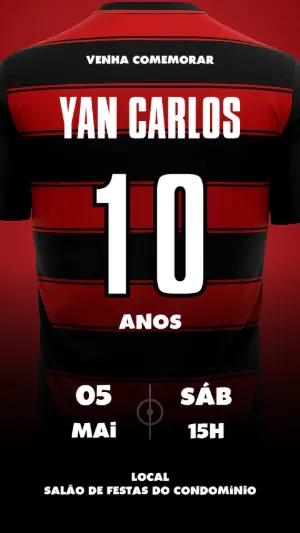 Convite Aniversário Futebol Camisa de Time para Editar Online