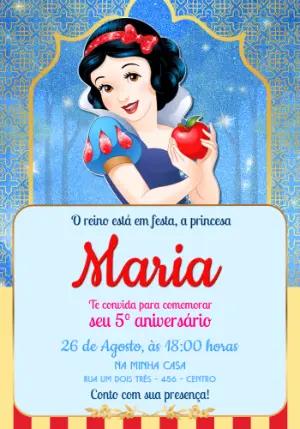 Convite Digital Aniversário Branca de Neve para Editar