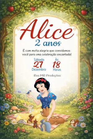 Convite Branca de Neve na Floresta Encantada para Editar