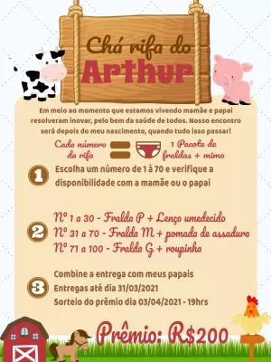 Convite Chá Rifa Fazendinha com Animais para Editar Online