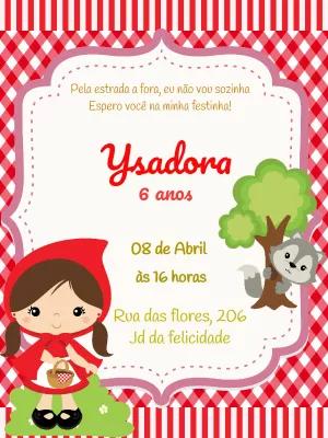 Convite Aniversário Chapeuzinho Vermelho para Editar Online