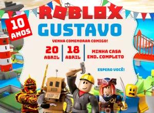 Convite Aniversário Roblox com Personagens para Editar Online
