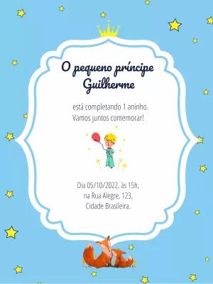 Convite Aniversário Pequeno Príncipe para Editar Online
