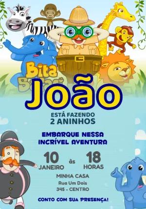 Convite Aniversário Mundo Bita Safari para Editar Online