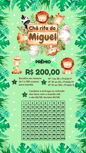 Chá Rifa Safari com Animais Fofos para Editar Online