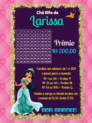 Chá Rifa Princesa Jasmine com Tema Aladdin para Editar Online