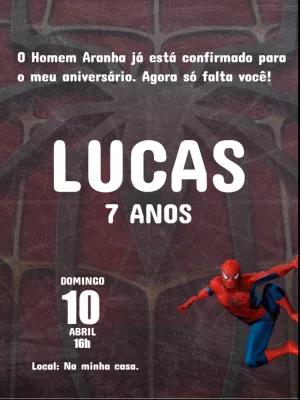 Convite de Aniversário Homem Aranha Editável Online para Imprimir