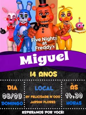 Convite de Aniversário Five Nights At Freddy's para Editar Online
