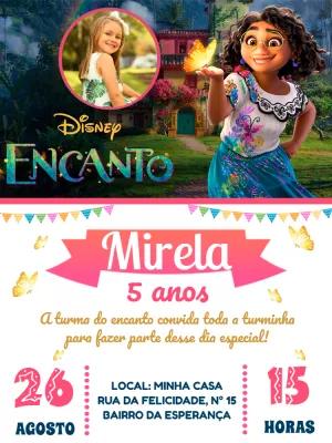 Convite Aniversário Encanto com Foto para Editar Online