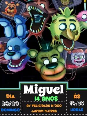 Convite de Aniversário Five Nights at Freddy's para Editar
