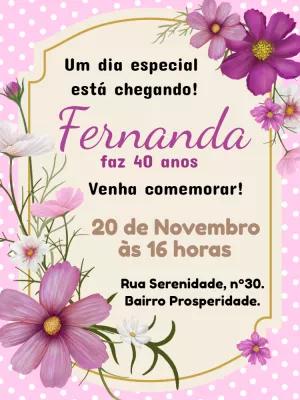 Convite de Aniversário Floral Delicado para Editar Online