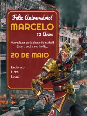 Convite de Aniversário Free Fire com Personagem para Editar