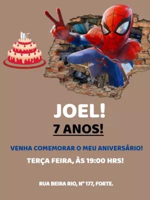 Convite de Aniversário Homem Aranha para Editar Online