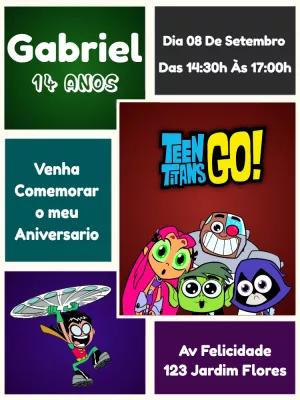 Convite de Aniversário Jovens Titãs para Editar Online
