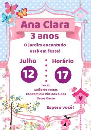 Convite Aniversário Jardim Encantado com Borboletas para Editar