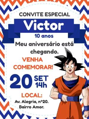 Convite Aniversário Dragon Ball Z com Goku para Editar Online