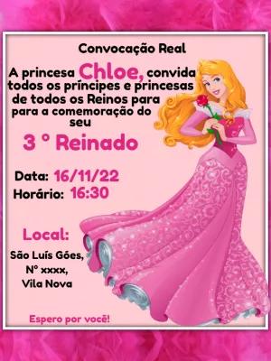 Convite Aniversário A Bela Adormecida para Editar Online