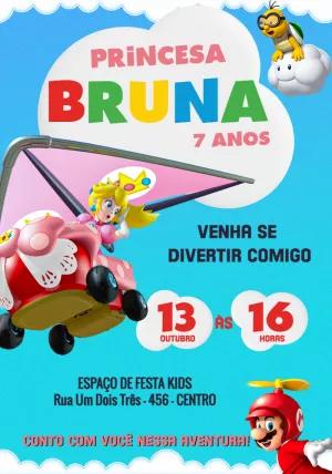 Convite Aniversário Princesa Peach Corrida para Editar Online