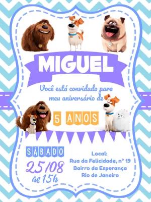 Convite Aniversário A Vida Secreta dos Bichos para Editar