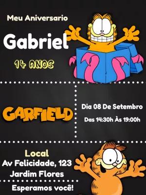 Convite de Aniversário Garfield para Editar Online
