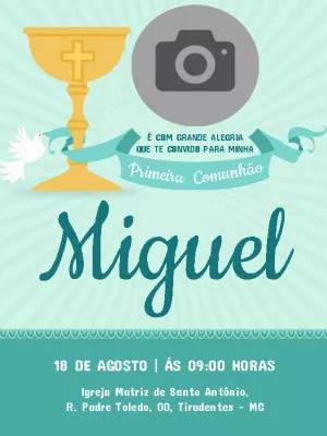 Convite de Primeira Comunhão com foto para Editar Online