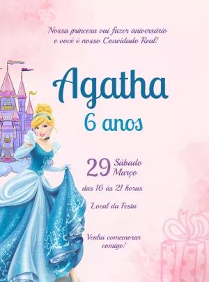 Convite Aniversário Cinderela Princesa para Editar Online
