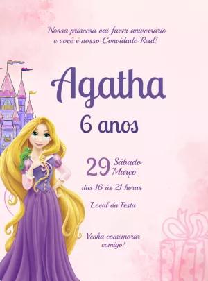 Convite de Aniversário Rapunzel para Editar e Imprimir
