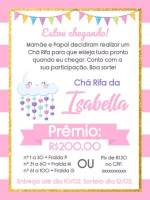 Convite Chá Rifa Chuva de Amor para Editar Online