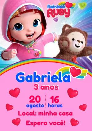 Convite de Aniversário Rainbow Ruby para Editar Online