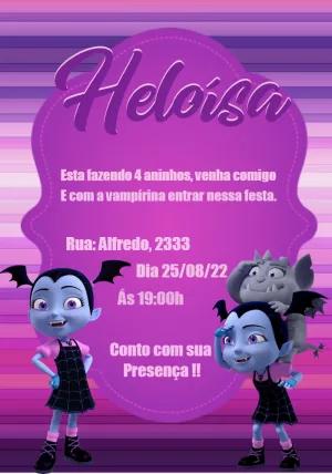 Convite de Aniversário Vampirina com Personagens para Editar
