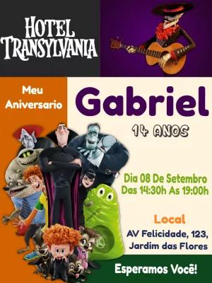 Convite de Aniversário Hotel Transylvania com Personagens para Editar