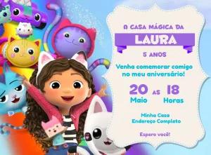 Convite Aniversário Casa Mágica da Gabby para Editar Online