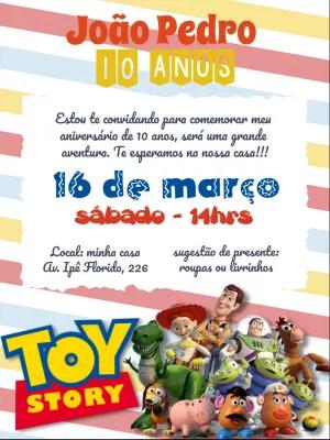 Convite de Aniversário Toy Story com Personagens para Editar