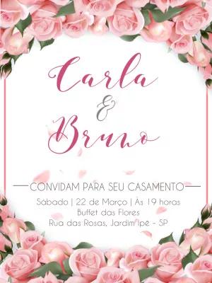 Convite de Casamento Floral com Rosas para Editar Online