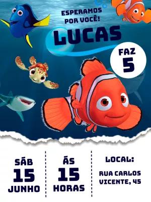 Convite Aniversário Procurando o Nemo para Editar Online