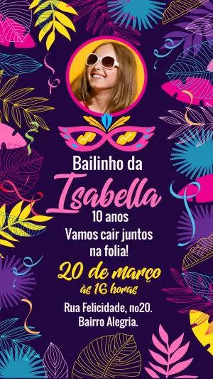 Convite Bailinho de Carnaval com Foto para Editar Online