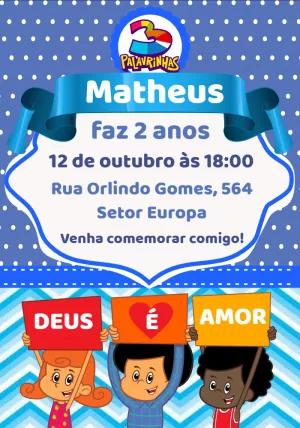 Convite Aniversário 3 Palavrinhas para Editar Online