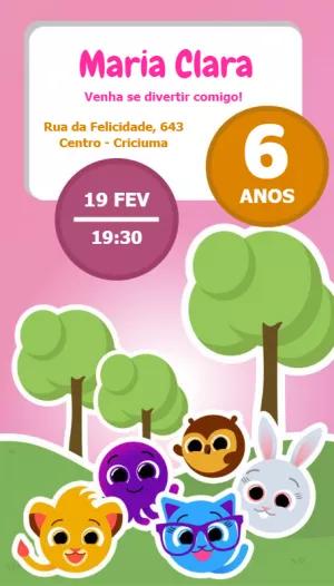 Convite de Aniversário Bolofofos para Editar Online e Imprimir