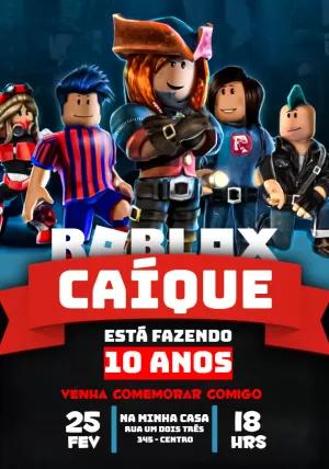 Convite de Aniversário Roblox com Personagens para Editar Online