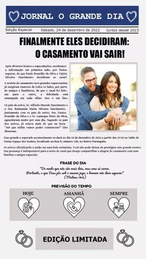 Convite de Casamento Jornal com Foto para Editar Online