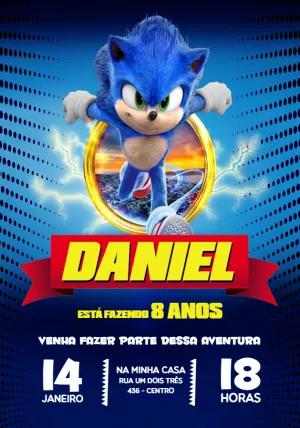 Convite Aniversário do Sonic o Filme para Editar Online